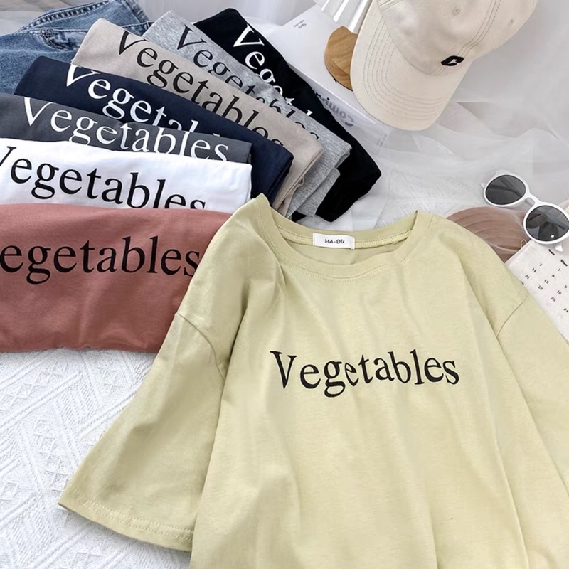 Áo phông 3158, áo thun tay lỡ form rộng chất cotton in chữ VEGE