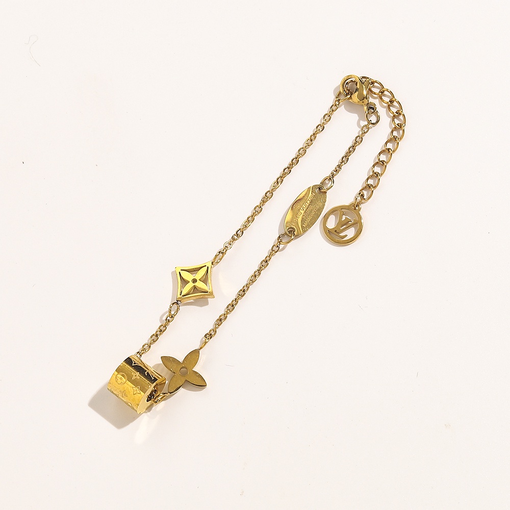 Vòng Tay Louis Vuitton Bằng Thép Titan Họa Tiết LV Monogram