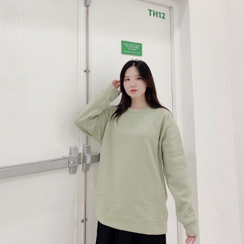 Áo nỉ sweater dài tay trơn basic unisex HOMIES