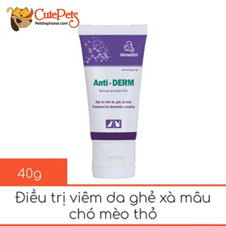 Đặc trị viêm da ghẻ xà mâu cho chó mèo Anti-Derm 40g - Phụ kiện thú cưng Hà Nội