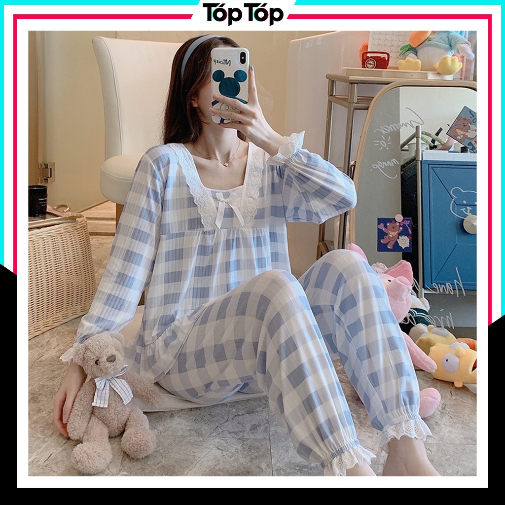 Đồ ngủ nữ pijama dài tay chất cotton cao cấp mặc nhà dễ thương TDD03