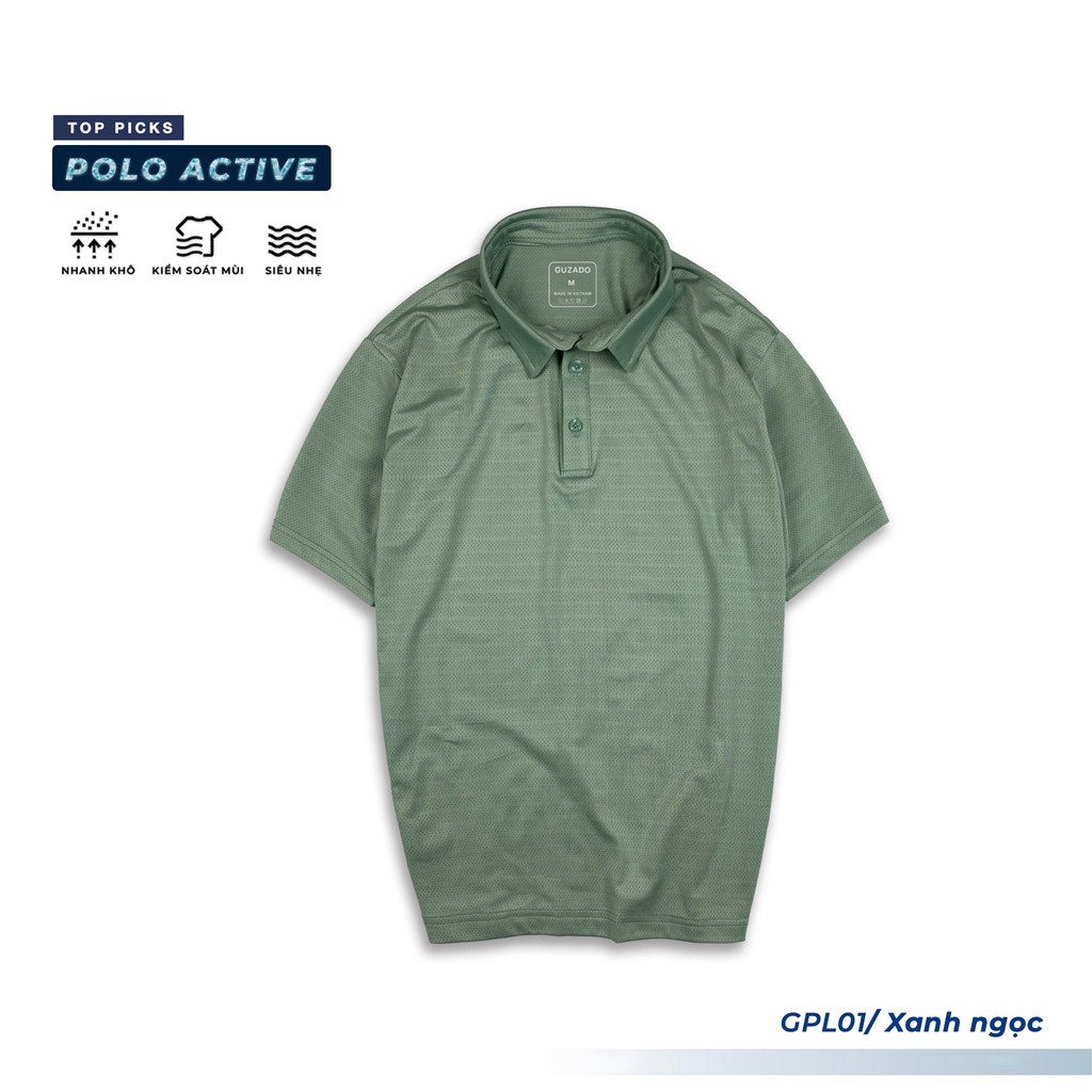 Áo Polo Nam Cổ Bẻ Guzado Chất thể thao Thấm Hút Tốt Kiểu Dáng Basic Form Regular Fit, Co giãn thoải mái GPL01 | BigBuy360 - bigbuy360.vn
