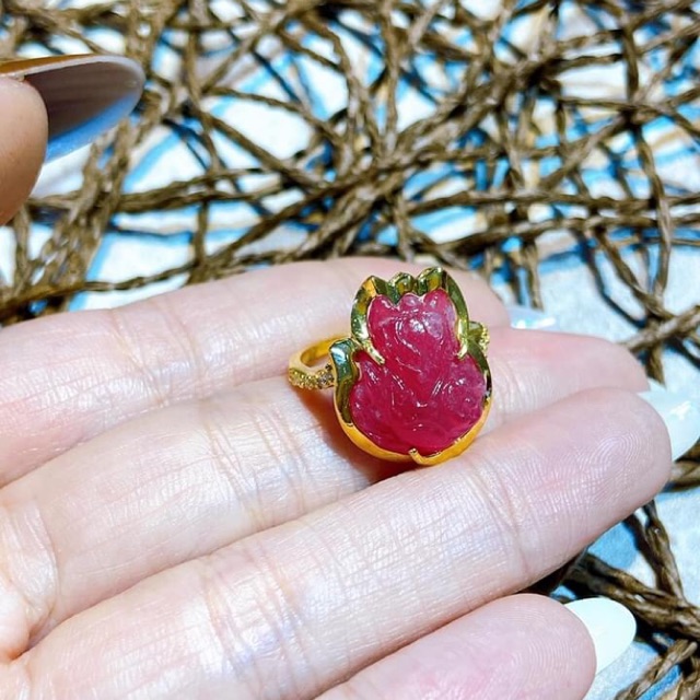 Nhẫn hồ ly ruby vip bọc vàng nặng mẫu đẹp