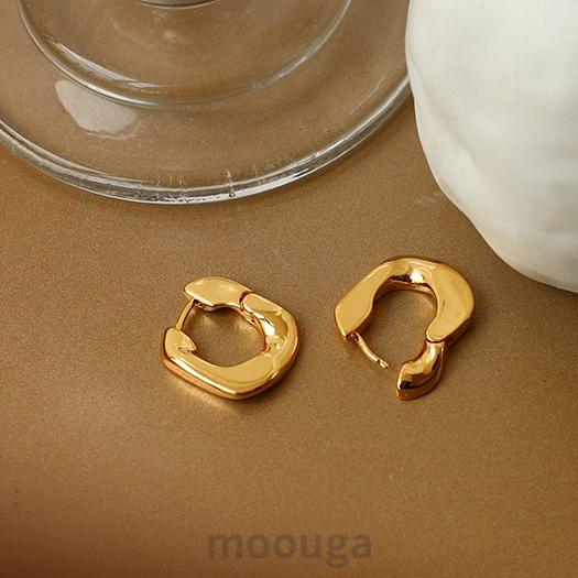 Nhẫn Kim Loại Bóng Đơn Giản Tinh Tế Phong Cách Cơ Bản Niche Moouga / ins