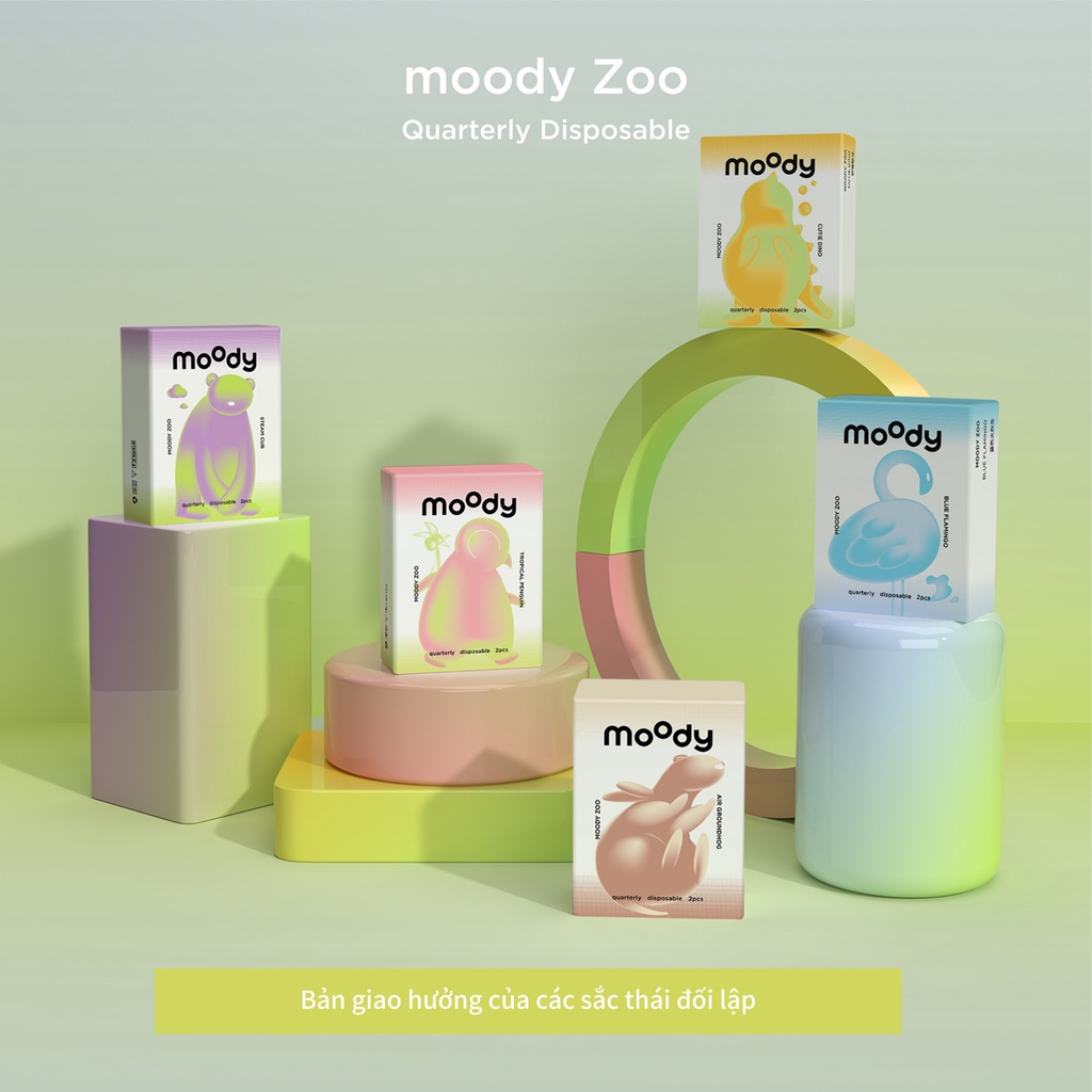 Hộp 2 kính áp tròng MOODY có màu CUTIE DINO 14.1mm trong bộ sưu tập moody Zoo