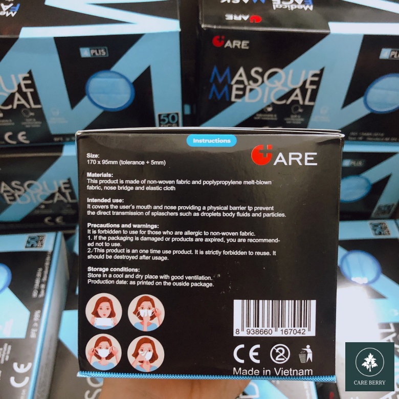 Khẩu trang y tế ARE 4 lớp kháng khuẩn hộp 50 cái đạt tiêu chuẩn