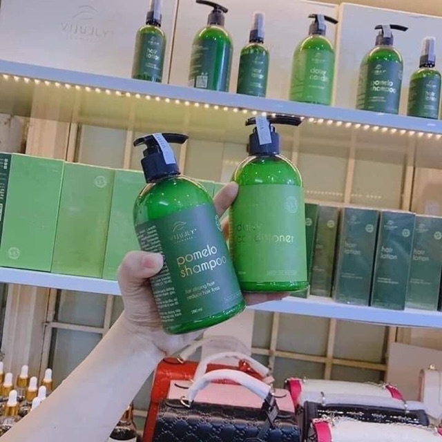 Bộ đôi hoàn hảo_ Cặp gội xịt dưỡng tóc bưởi Vijuly, kích thích mọc tóc, ngăn tóc gãy rụng