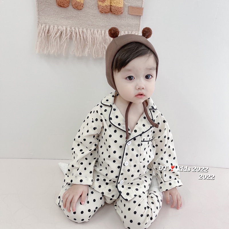 Bộ quần áo dài tay pijama chất đũi xốp cho bé 8-18kg