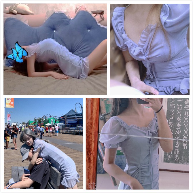 Đầm tay ngắn dây rút phối bèo phong cách retro cho nữ | BigBuy360 - bigbuy360.vn