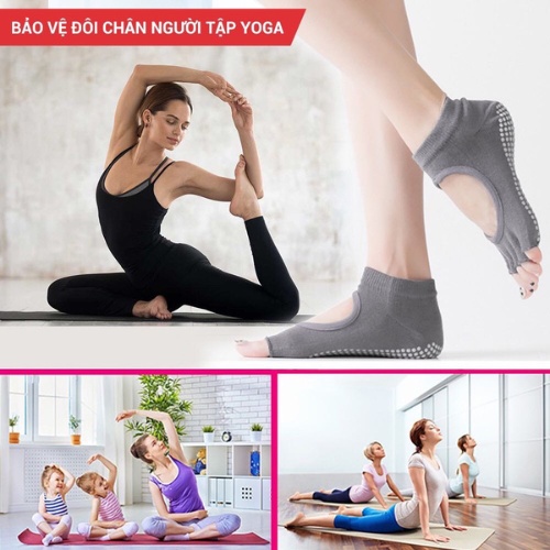 Tất vớ chân tập yoga dính hạt silicon chống trơn trượt tuyệt đối thấm mồ hôi G-SPORTS