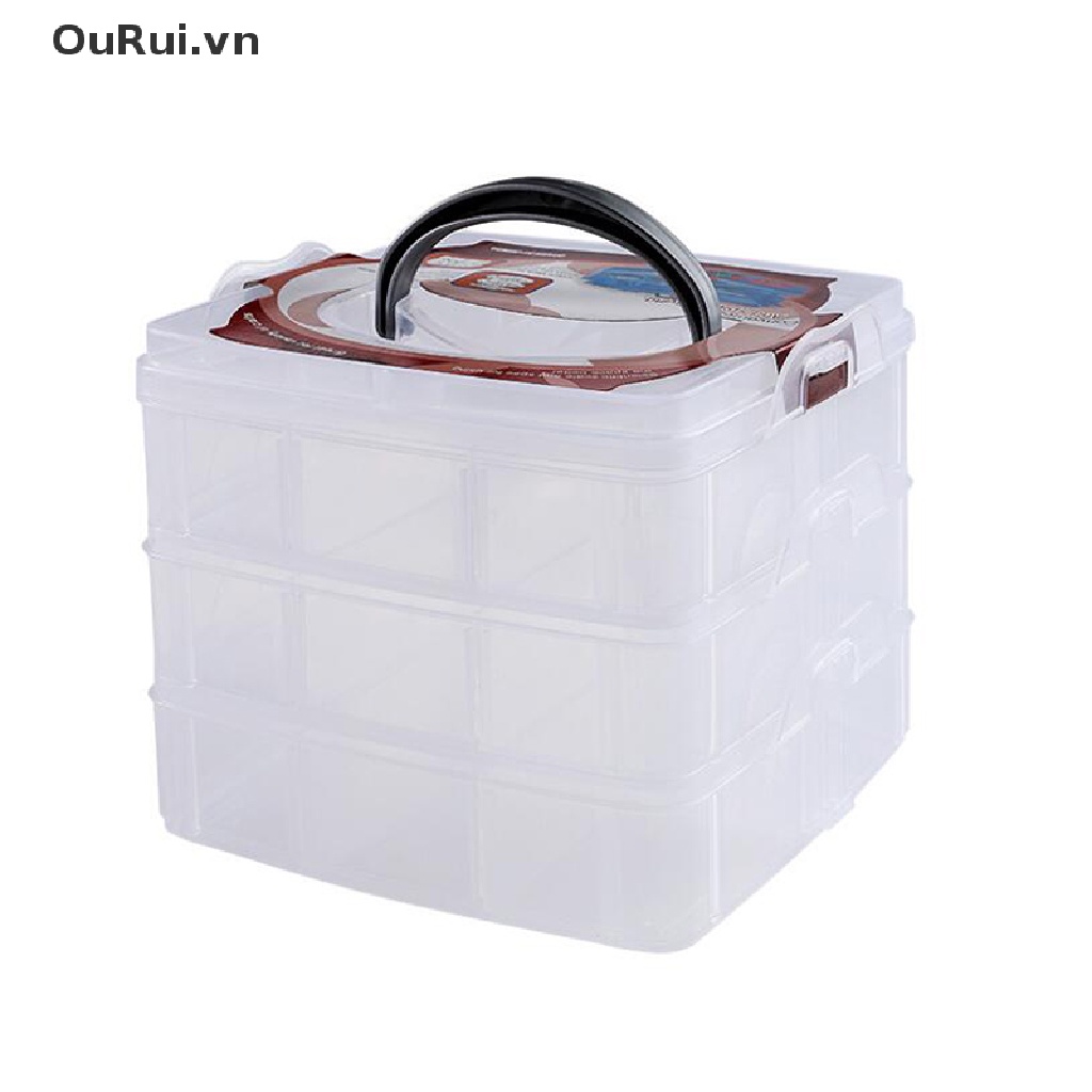 Hộp nhựa 18 ngăn 3 tầng đựng hạt trang sức có thể điều chỉnh