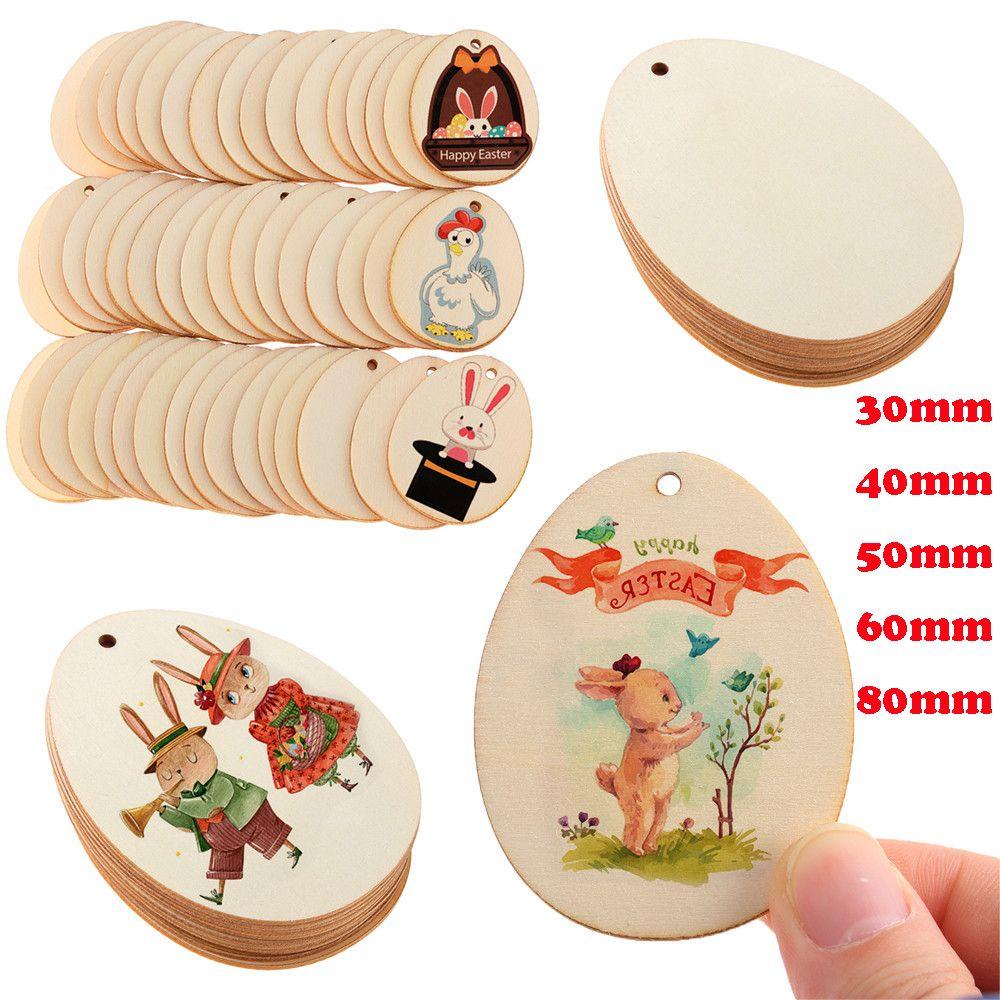 Set 10 / 25 / 50 Quả Trứng Gỗ Dùng Vẽ Họa Tiết Phục Sinh DIY