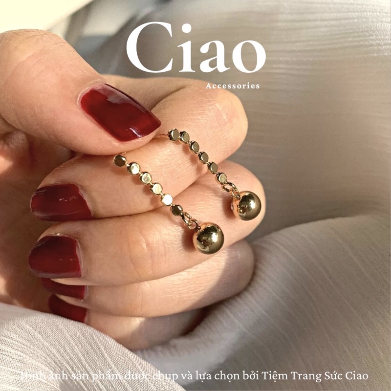 Khuyên tai/ Bông tai mạ bạc S925 thiết kế dây dài đính hạt đơn giản trendy Kaisen Ciao