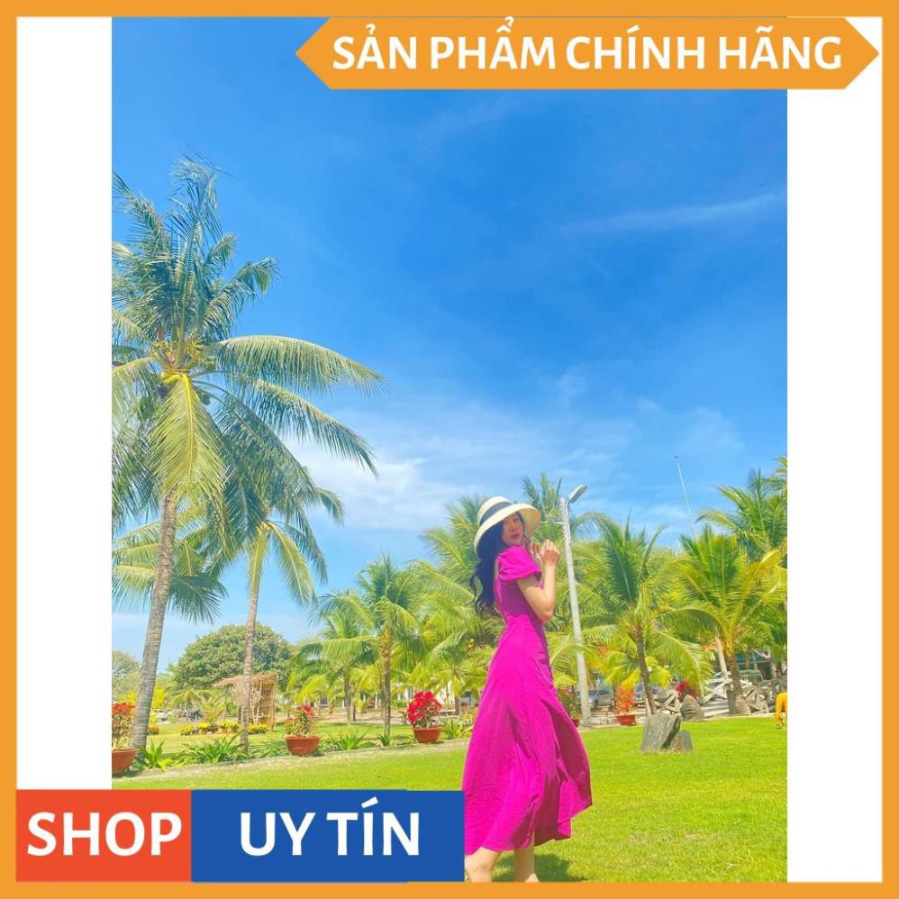 Đầm maxi tay bồng phối nút màu hồng sen xinh xắn - Pink Dress | BigBuy360 - bigbuy360.vn
