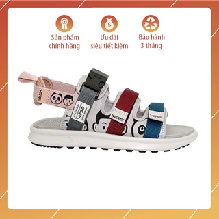 Sandal Vento nữ chính hãng SD-NB80 màu ghi xanh L.GREY D.GREEN RED, Dép quai sau tháo rời đế bằng đi học