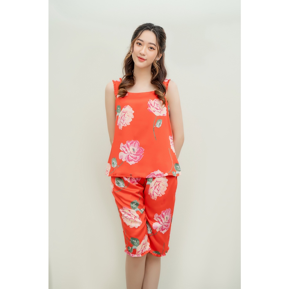 Bộ quần lửng áo hai dây Việt Thắng chất lụa mềm mịn, thoáng mát - B05.2111