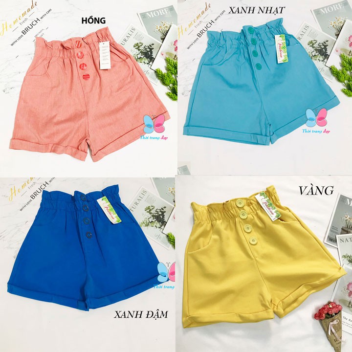 Quần đùi nữ 4 nút freesize từ 40-45kg - quần sọt short nữ vải kaki Lưng Cao - QNU40