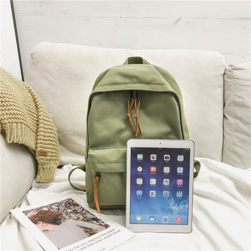 Ba Lô Canvas Màu Trơn Thời Trang Nữ Tính