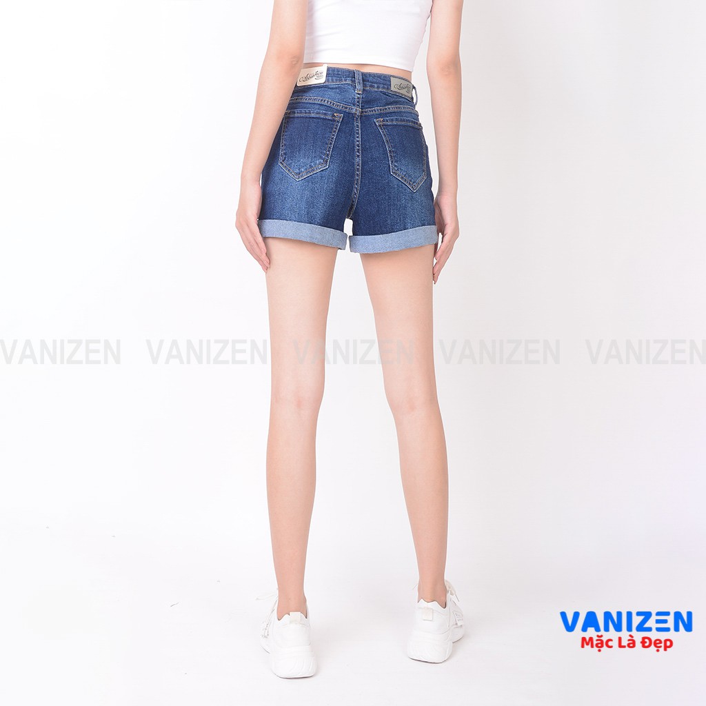 Quần short jean nữ ngắn đẹp lưng cao cạp cao gấu gấp rách hàng hiệu cao cấp mã 4350 VANIZEN