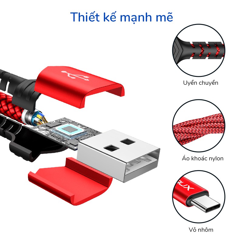 Cáp Sạc Nhanh JSAUX 3A Cổng USB Type C Truyền Dữ Liệu Tiện Dụng