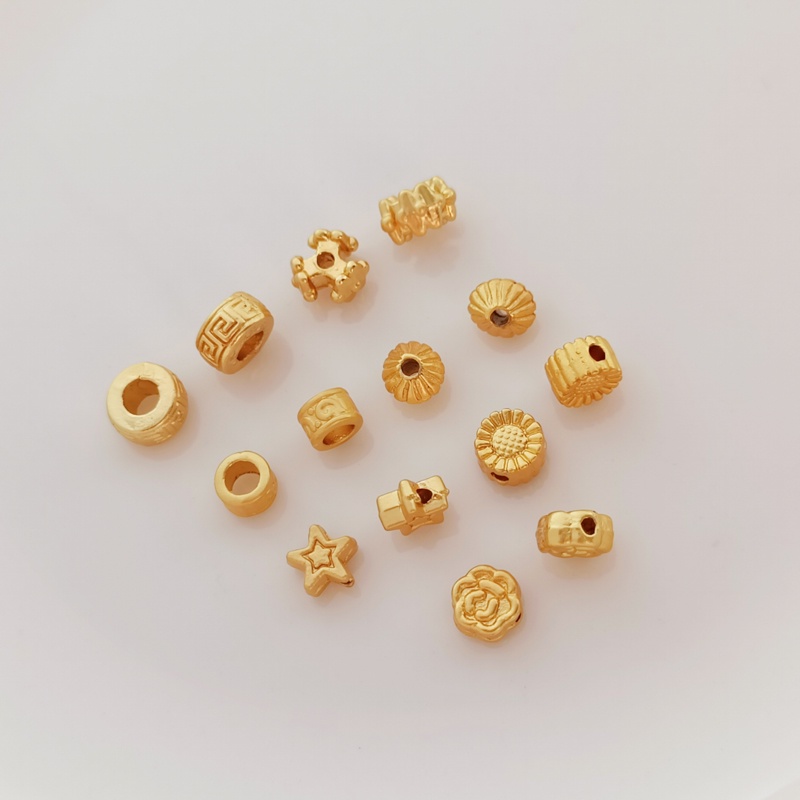 Bộ 10 Hạt Xâu Chuỗi Hình Hoa Bướm/Ngôi Sao Năm Cánh Màu Vàng 18K Kiểu Cổ Điển Thời Trang Diy