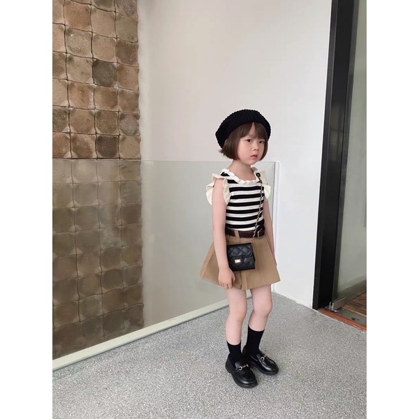 Quần áo bé gái -    ☘️☘️ Set áo cotton chân váy kèm dây nịt cho bé gái siêu xinh  Tiệm Nhà Su