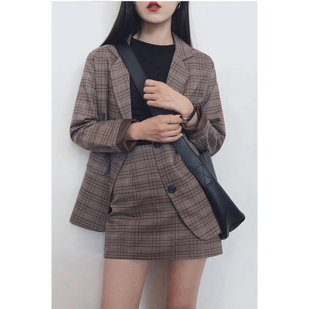 Set vest nữ áo blazer kèm chân váy chữ a công sở phong cách ulzzang Hàn Quốc - Roxie | BigBuy360 - bigbuy360.vn