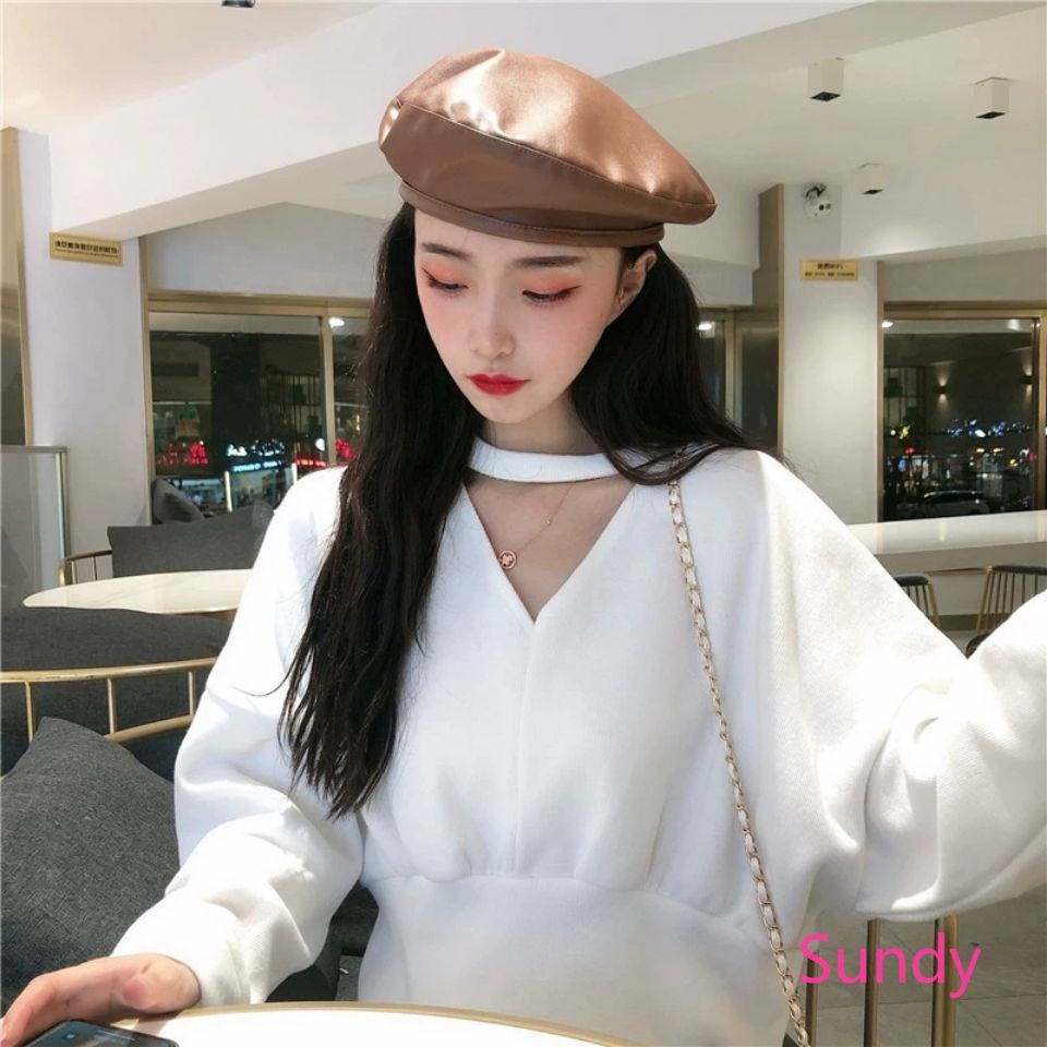 Áo len tay dài cổ chữ V form rộng phong cách Hàn Quốc cho nữ