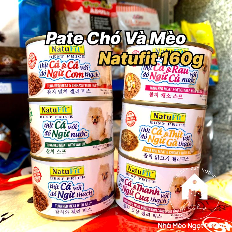 Thức ăn pate mèo chó, NATUFIT 160G