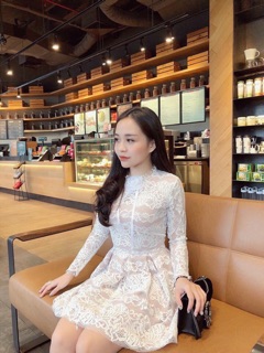 Váy ren nơ hoa cổ tiểu thư ❤️