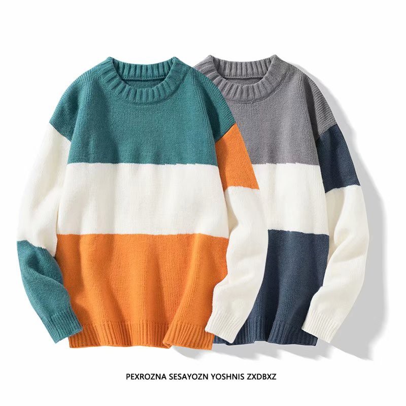 Áo len dáng rộng màu sắc thời trang mùa đông phong cách Hàn Quốc cho nam size M-2XL