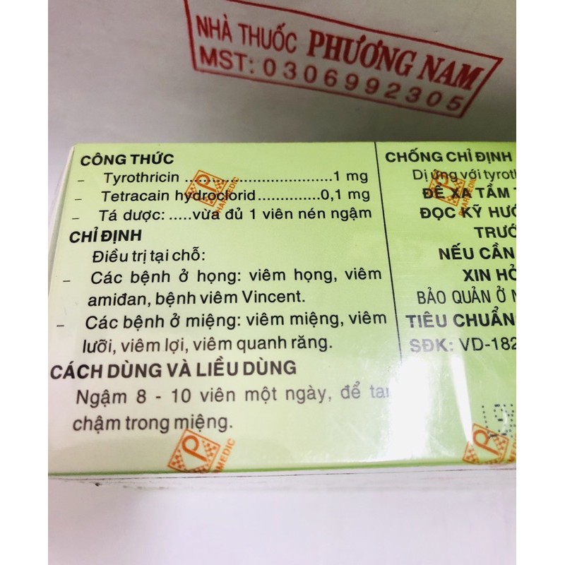 Kẹo ngậm TYROTAB-Hộp nhựa và vĩ