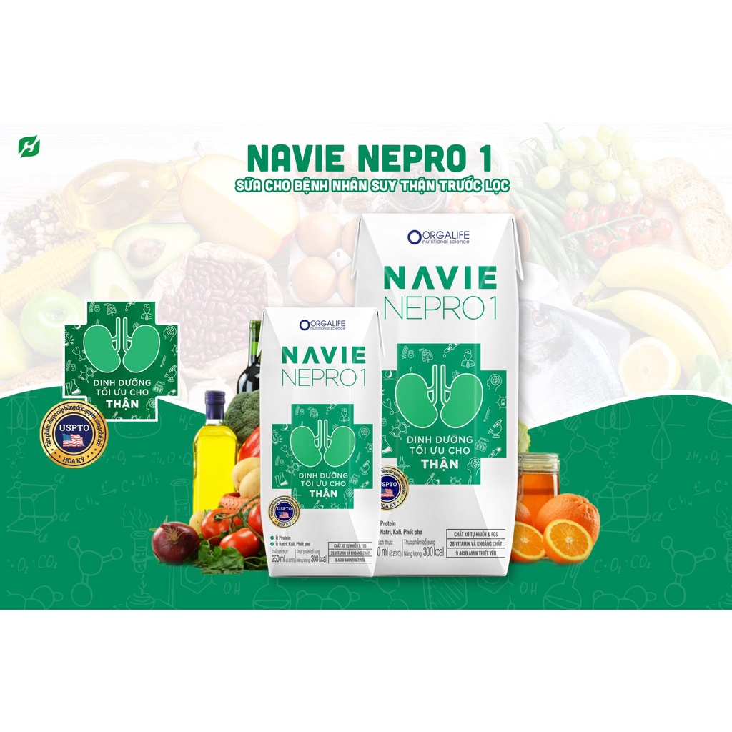 Thực phẩm dinh dưỡng NAVIE NEPRO 1 (250ml) – sữa cho bệnh nhân suy thận trước lọc 3 hộp/ lốc