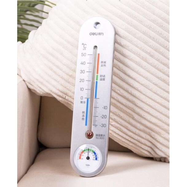 Nhiệt ẩm kế treo tường chính hãng Deli