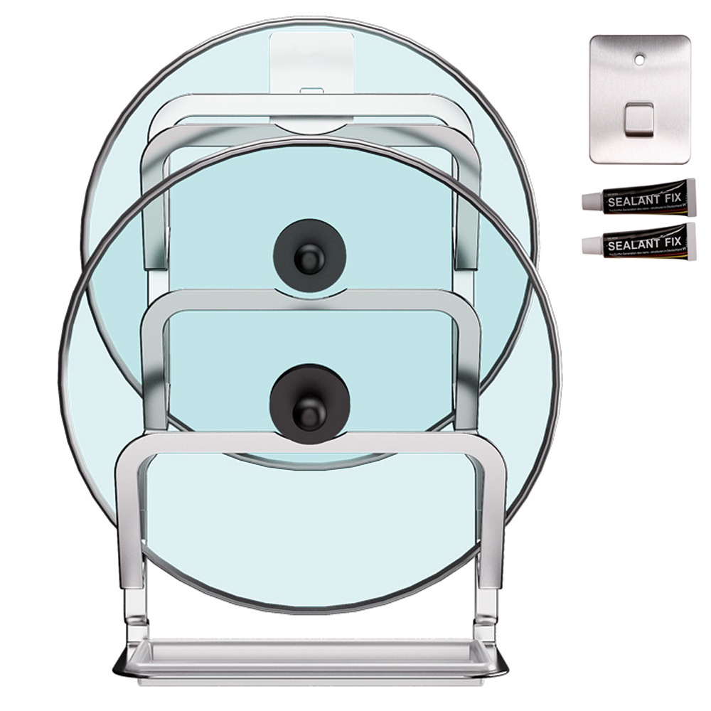 Kệ để nắp vung nồi 3 tầng HOBBY Home Decor TT03 Inox 304 dán tường gạch men, kính nhà bếp - kèm miếng dán và keo | BigBuy360 - bigbuy360.vn