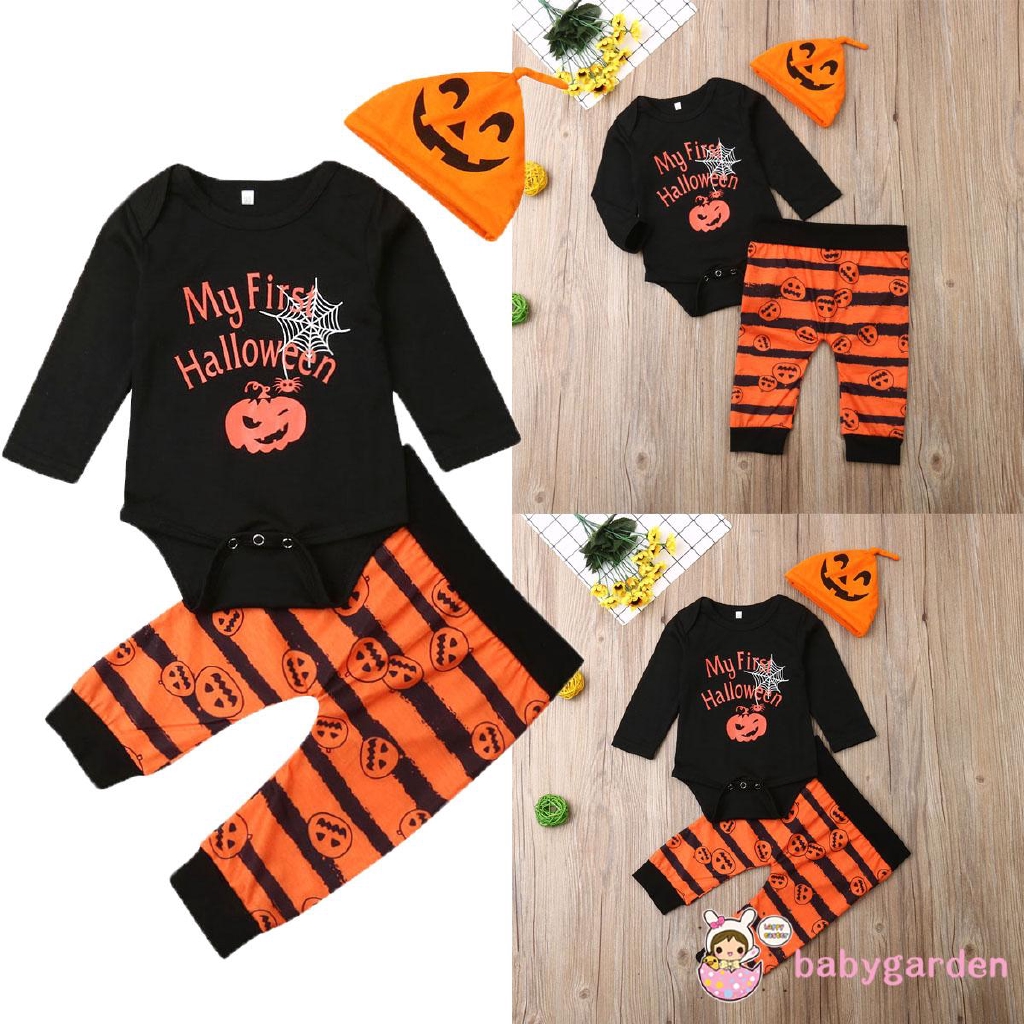 Set quần áo và nón hình bí ngô dịp Halloween cho bé