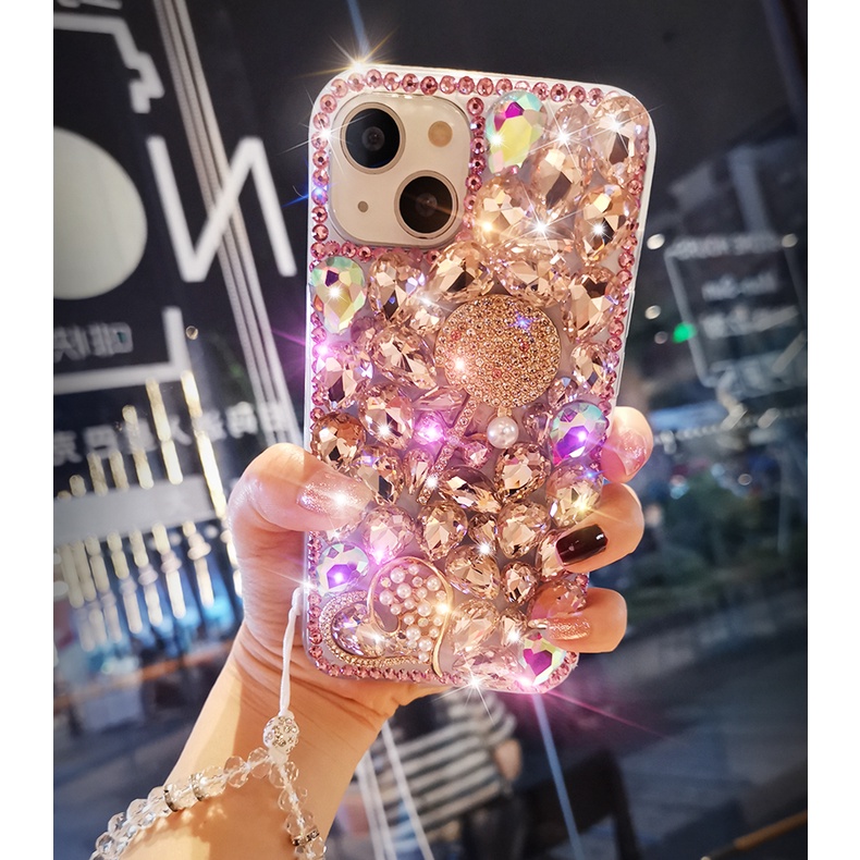 Ốp Điện Thoại Đính Đá Lấp Lánh Có Dây Đeo Cho Xiaomi Redmi Note 11 Pro 11s 10 10s 9s 9 8 4G Redmi 9A 9C 9T 10C POCO X3