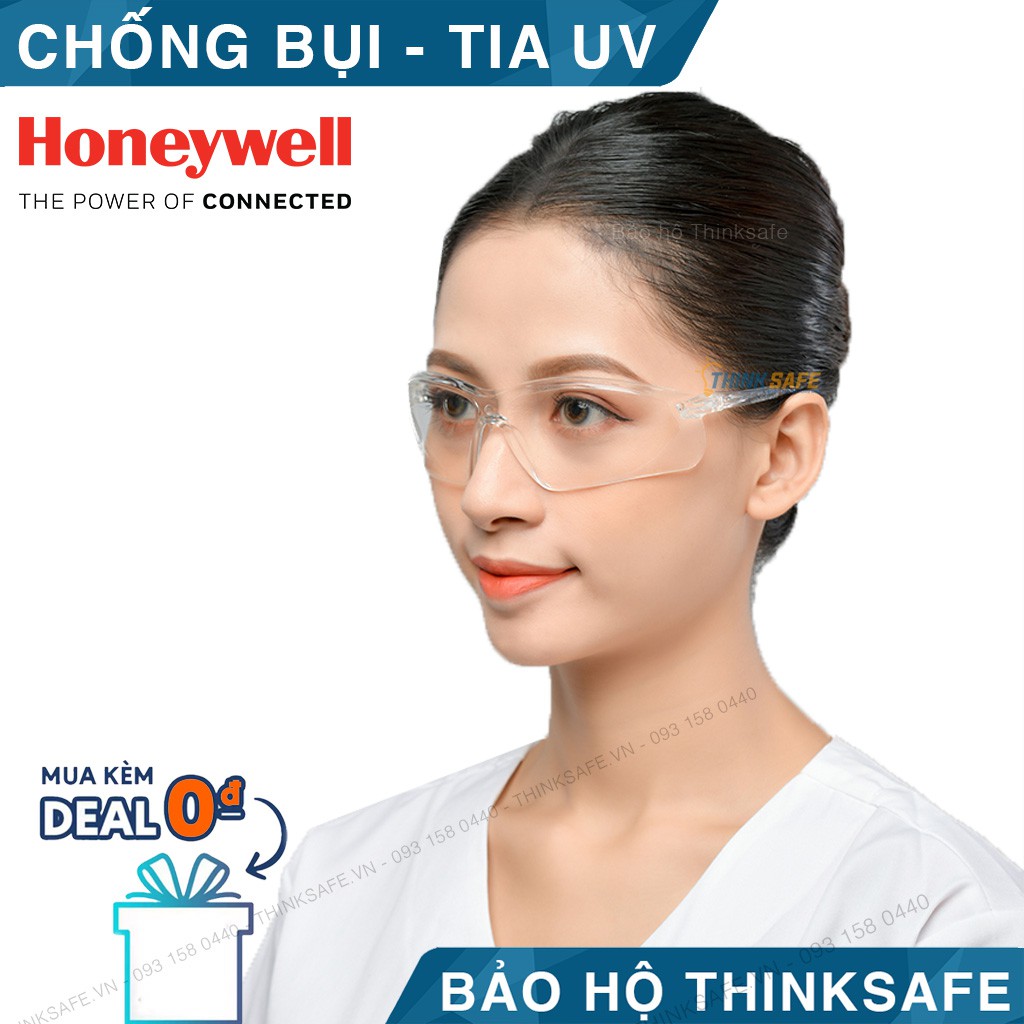 Kính bảo hộ Honeywell A700 cực nhẹ, chống bụi, mắt kính chống đọng sương (trắng trong)-Bảo Hộ Thinksafe