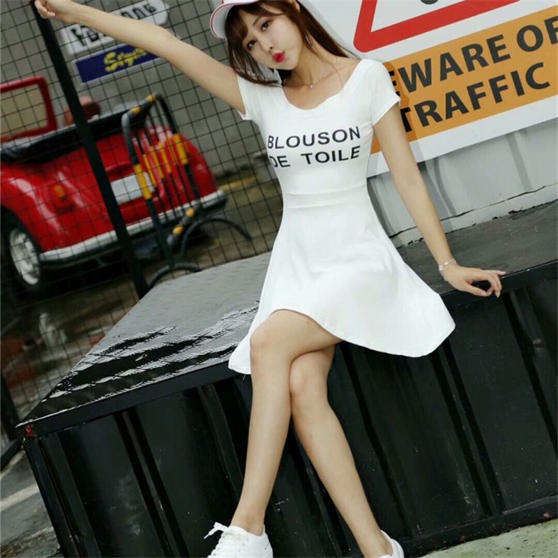 One Đầm Ngắn Tay Hở Vai In Chữ Thời Trang Cho Nữ | BigBuy360 - bigbuy360.vn