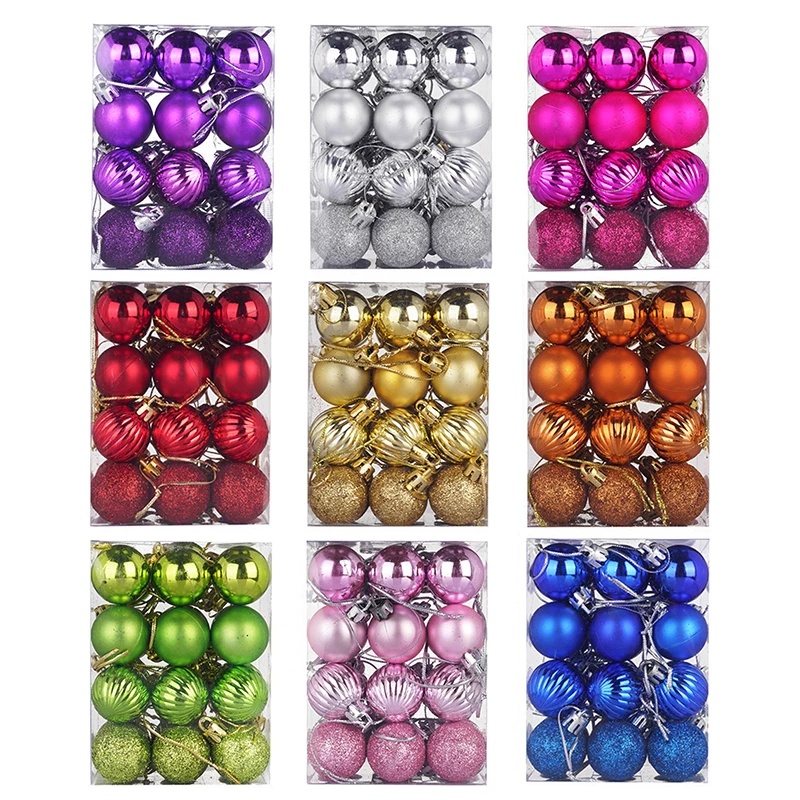 Set 12 / 24 Trái Châu Trang Trí Giáng Sinh Năm Mới