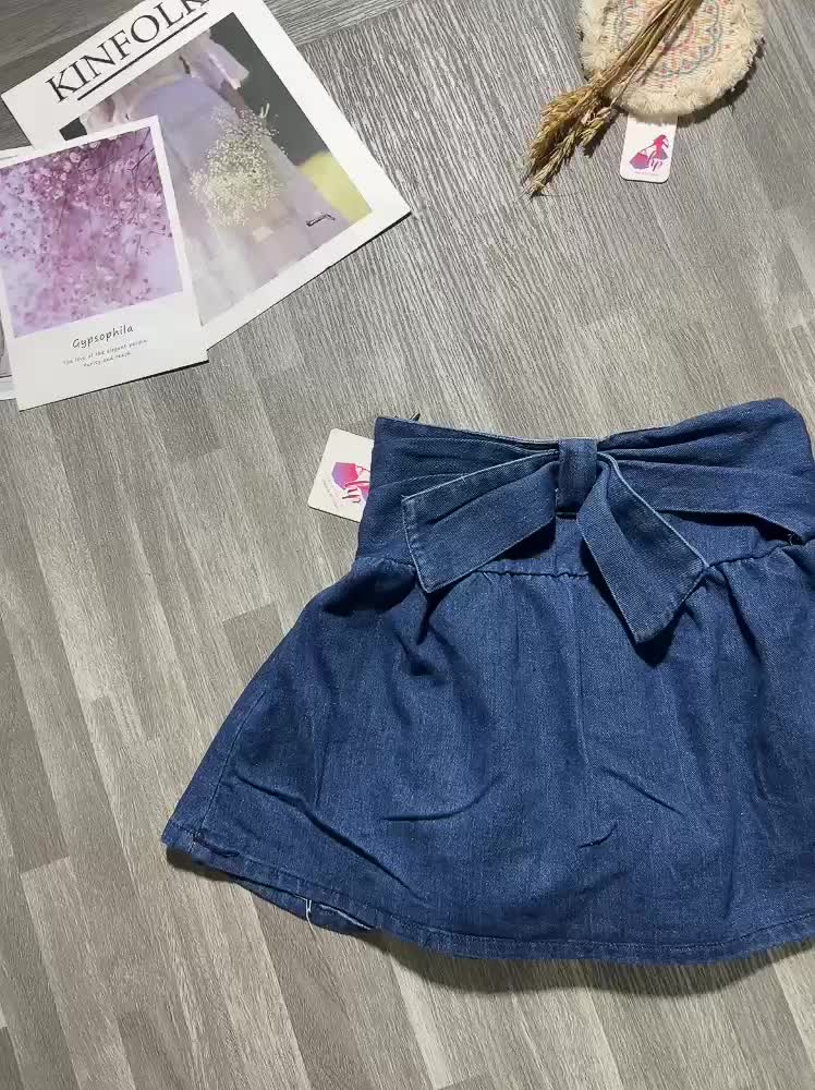 Chân váy jean nơ, váy nữ lưng bo chun có quần trong- G158 | BigBuy360 - bigbuy360.vn