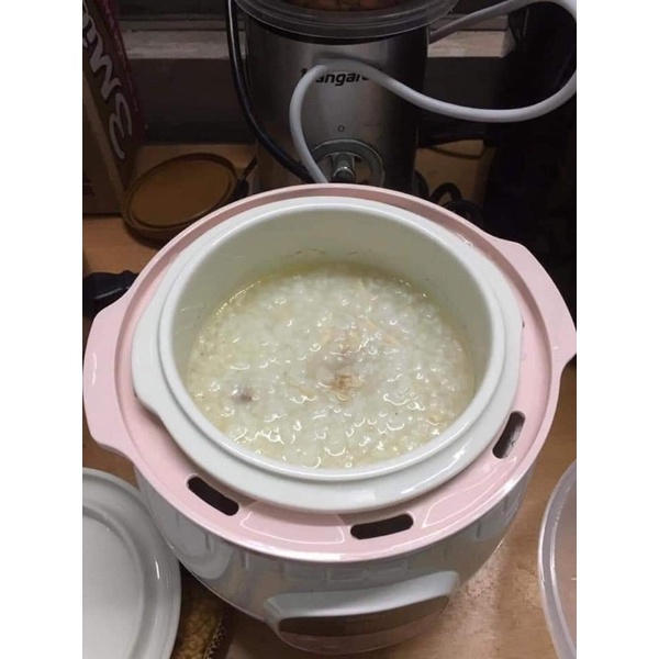 🎁Combo ăn dặm nồi nấu cháo chậm BEAR 0,8l và máy xay HATTIECS 0,3l bản 6 lưỡi xay