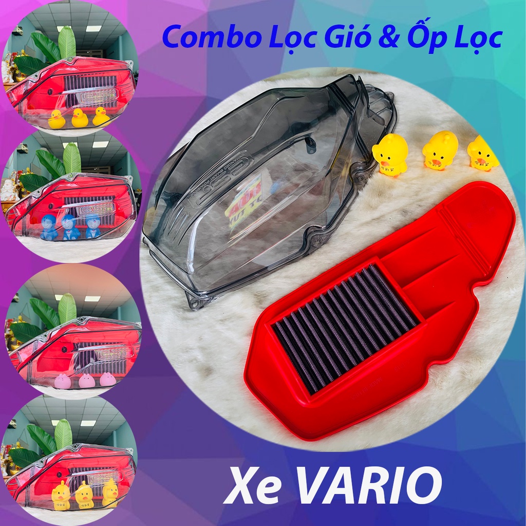 Combo Lọc Gió và Ốp Lọc xe Vario, Tặng hình thú cưng dễ thương