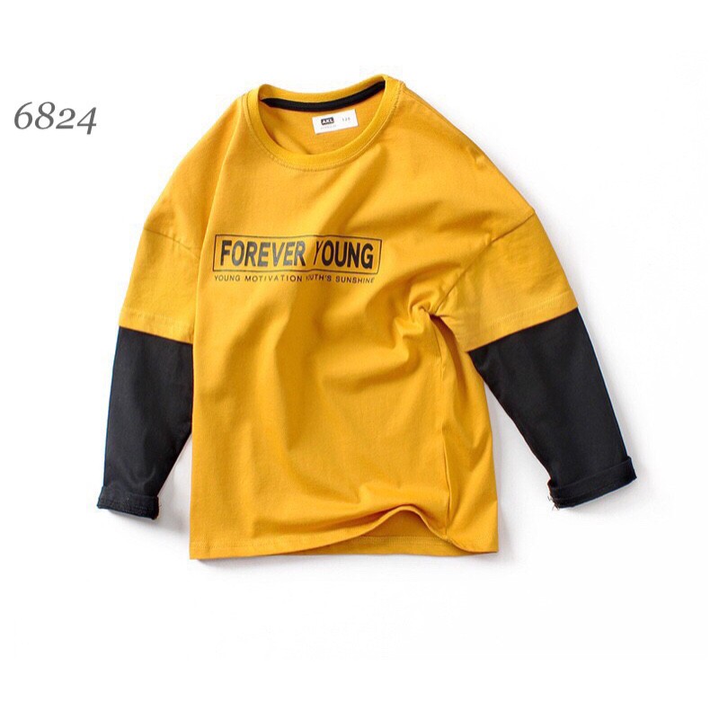 Áo phông dài tay chất cotton mềm tay nối cá tính bé trai size đại Ảnh thật Rio chụp hàng có sẵn kèm  video