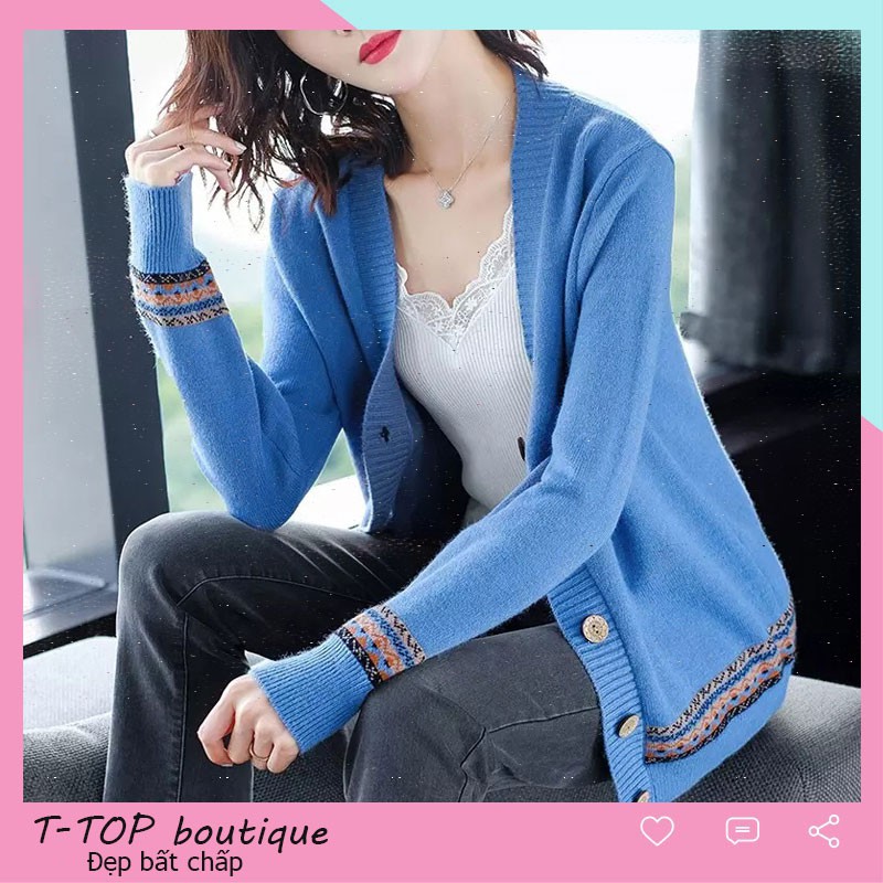 Áo khoác len cardigan họa tiết thổ cẩm ulzzang hot trend 2020