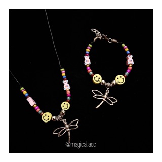 Set dây chuyền & vòng tay SMILEY mix Chuồn chuồn
