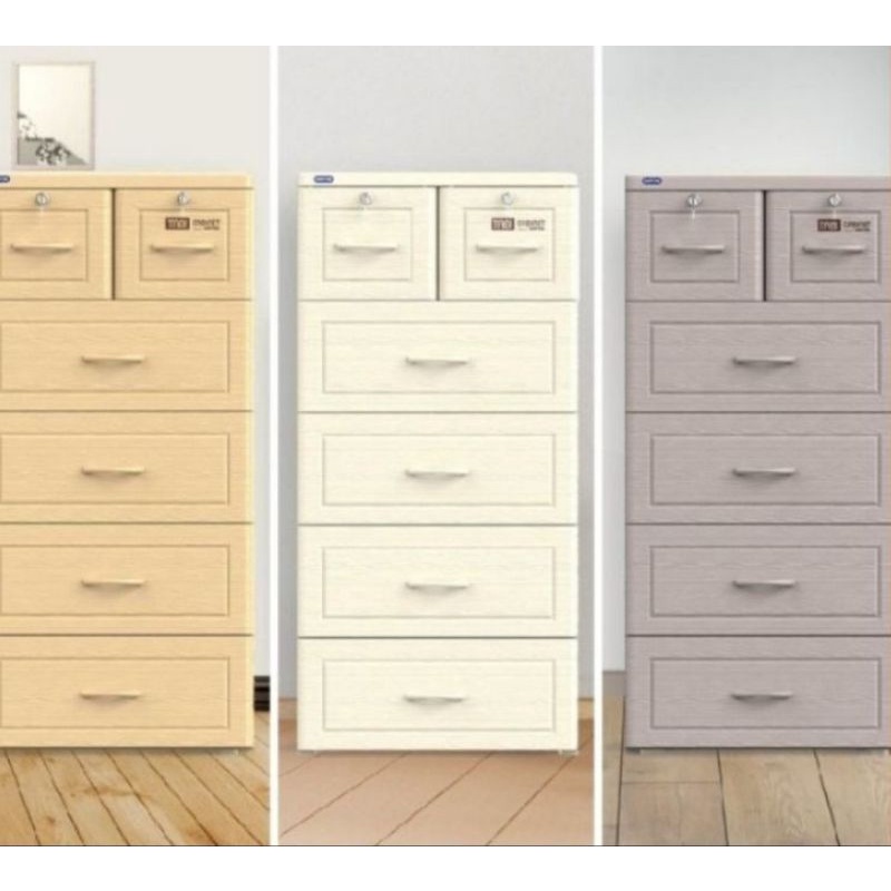 TỦ NHỰA VÂN GỖ 5 TẦNG 6 NGĂN DUY TÂN 60*48*124cm