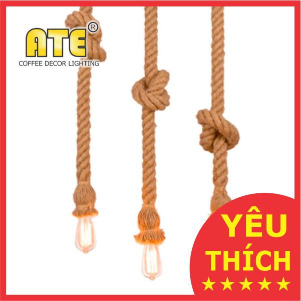 COMBO đèn thả dây thừng trang trí (1 đầu) - bao gồm bóng đèn led Edison
