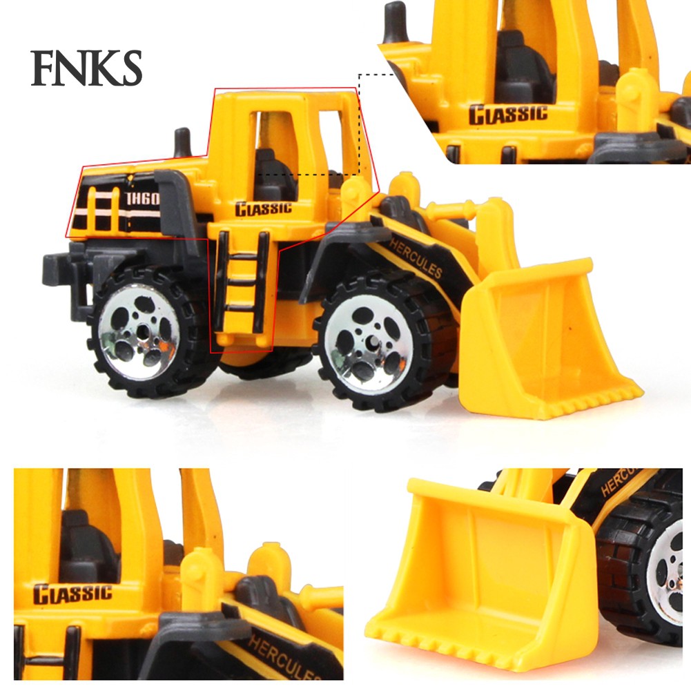 Bộ 6 đồ chơi xe tải mini với xe tải đổ cát/xe ủi nhựa đường luyện kỹ thuật sớm dành cho trẻ em