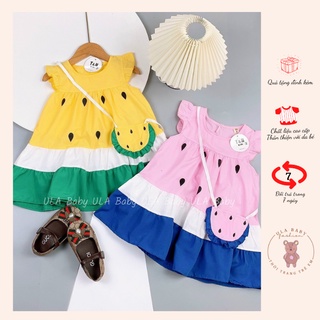 Váy dưa hấu chất liệu đũi mềm mát kèm túi đeo chéo cho bé gái từ 8-19kg - ULA Baby